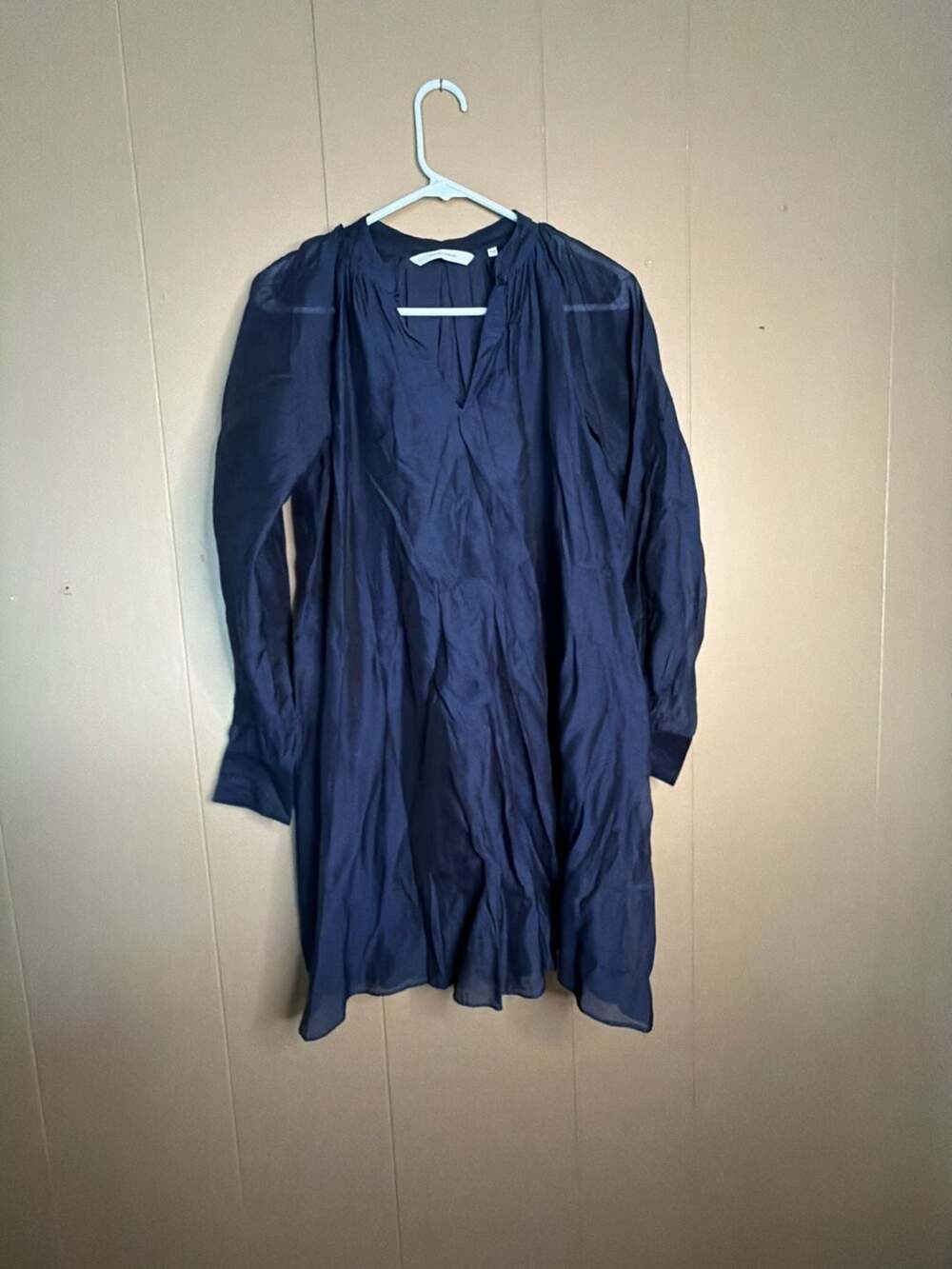 Rebecca Taylor Navy Blue Silk Blend Long Sleeve Tunic Dress XS